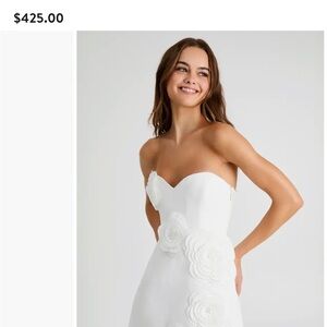 Helsi White Strapless Dress with Floral Detail good for Wedding second dress